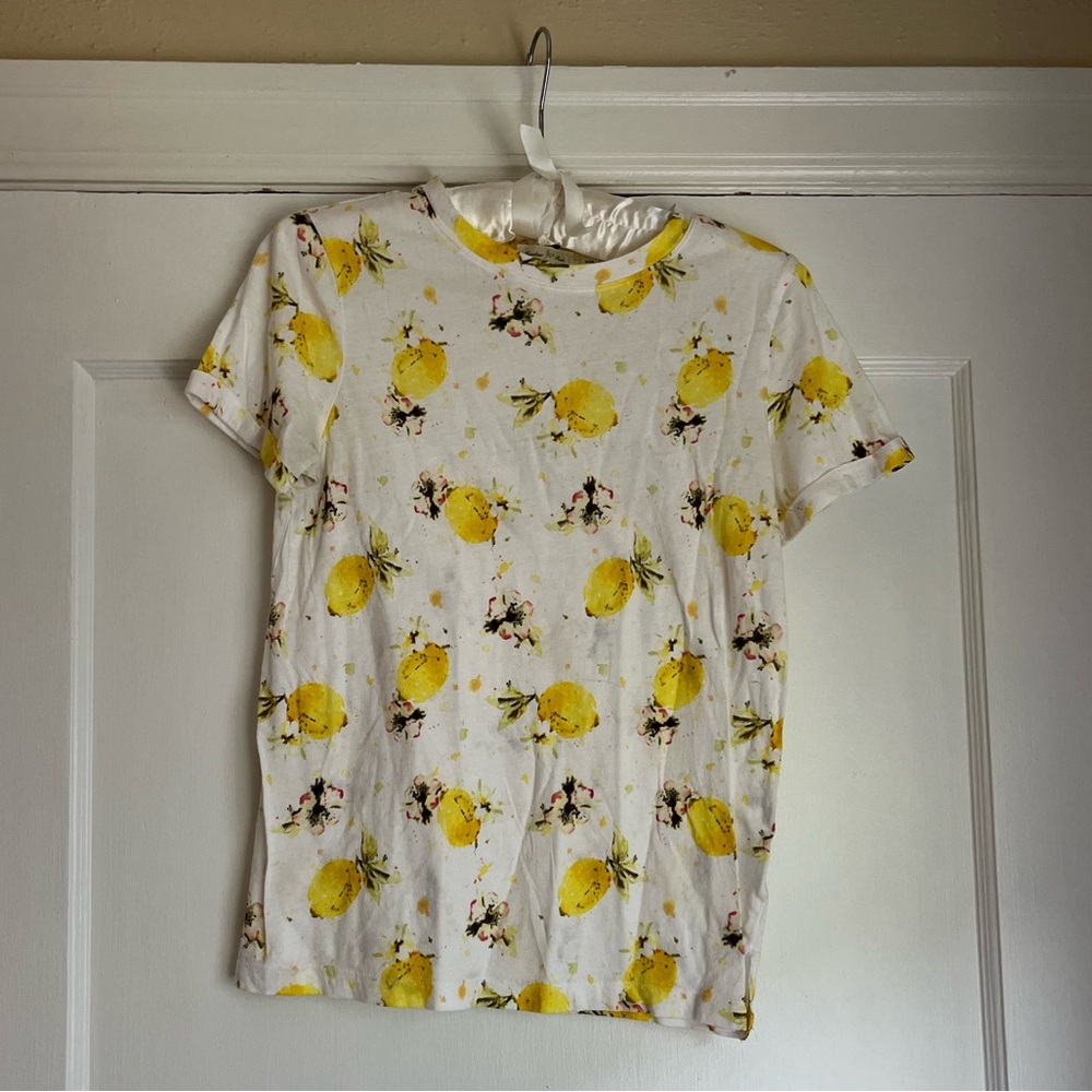 Anthropologie Meadow Rue Lemon Floral T Shirt XXS